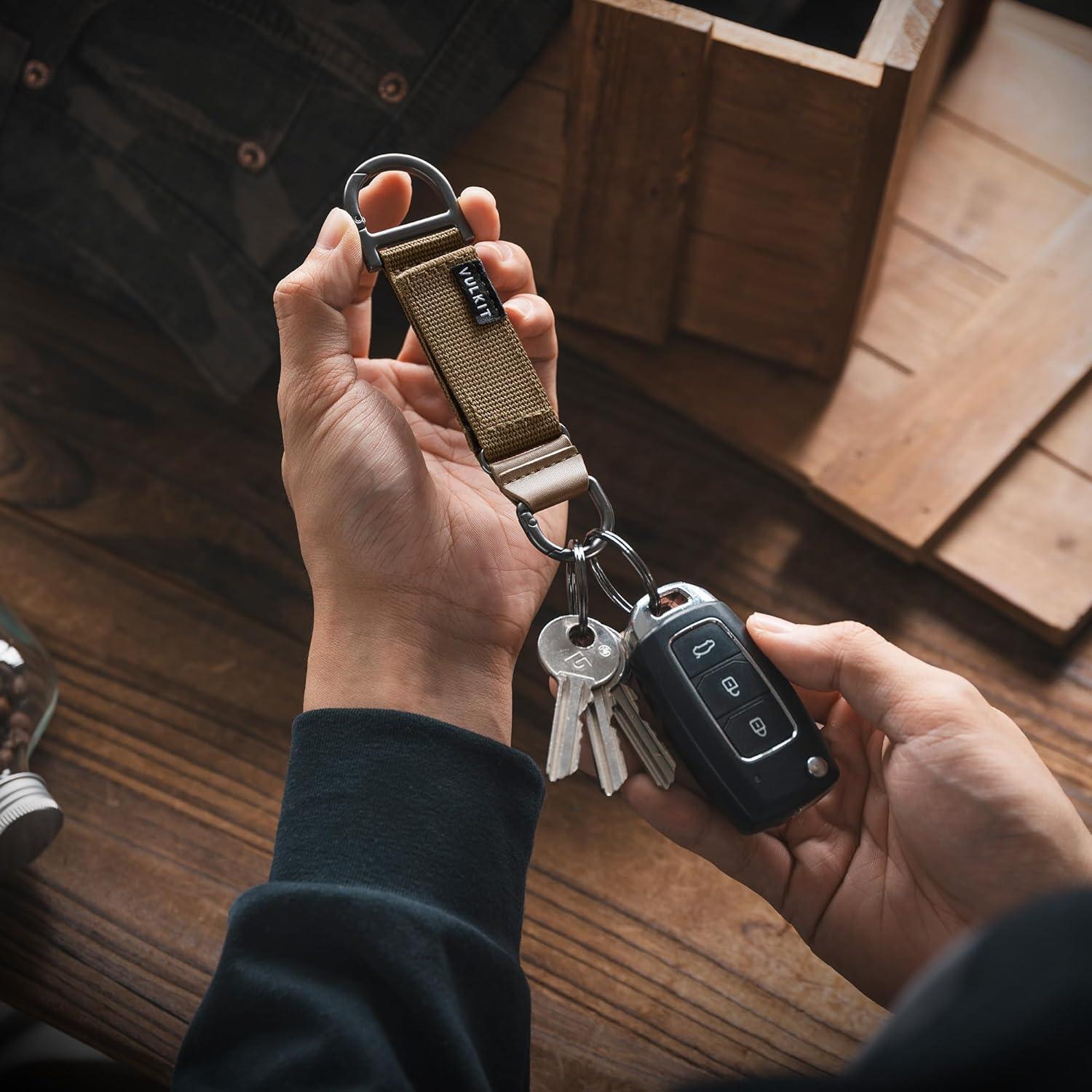 image:imageVULKIT Heavy Duty Keychain Durable Nylon Strap for Belt Loop Molle Pouch Backpack Quick Release Key RingsArmy Khaki