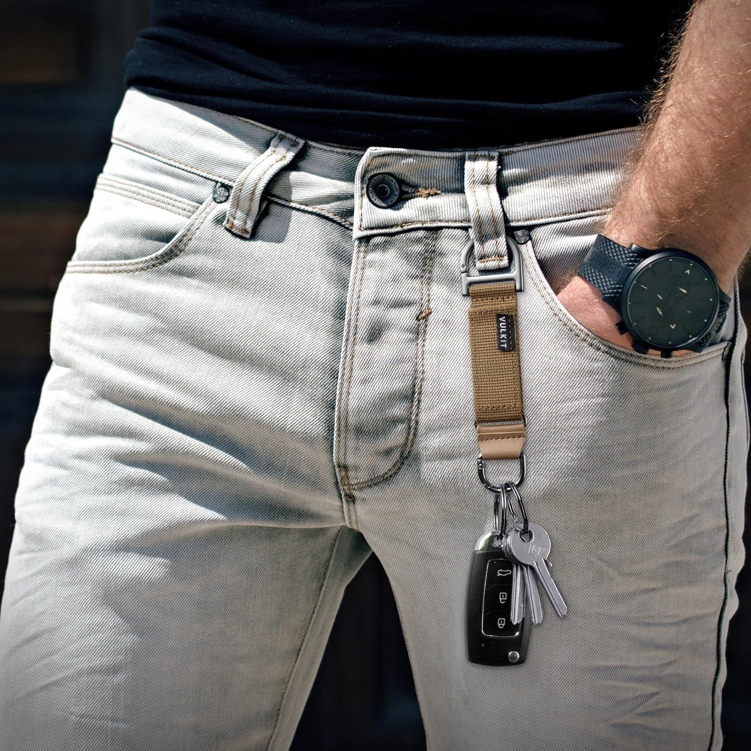 image:imageVULKIT Heavy Duty Keychain Durable Nylon Strap for Belt Loop Molle Pouch Backpack Quick Release Key RingsArmy Khaki