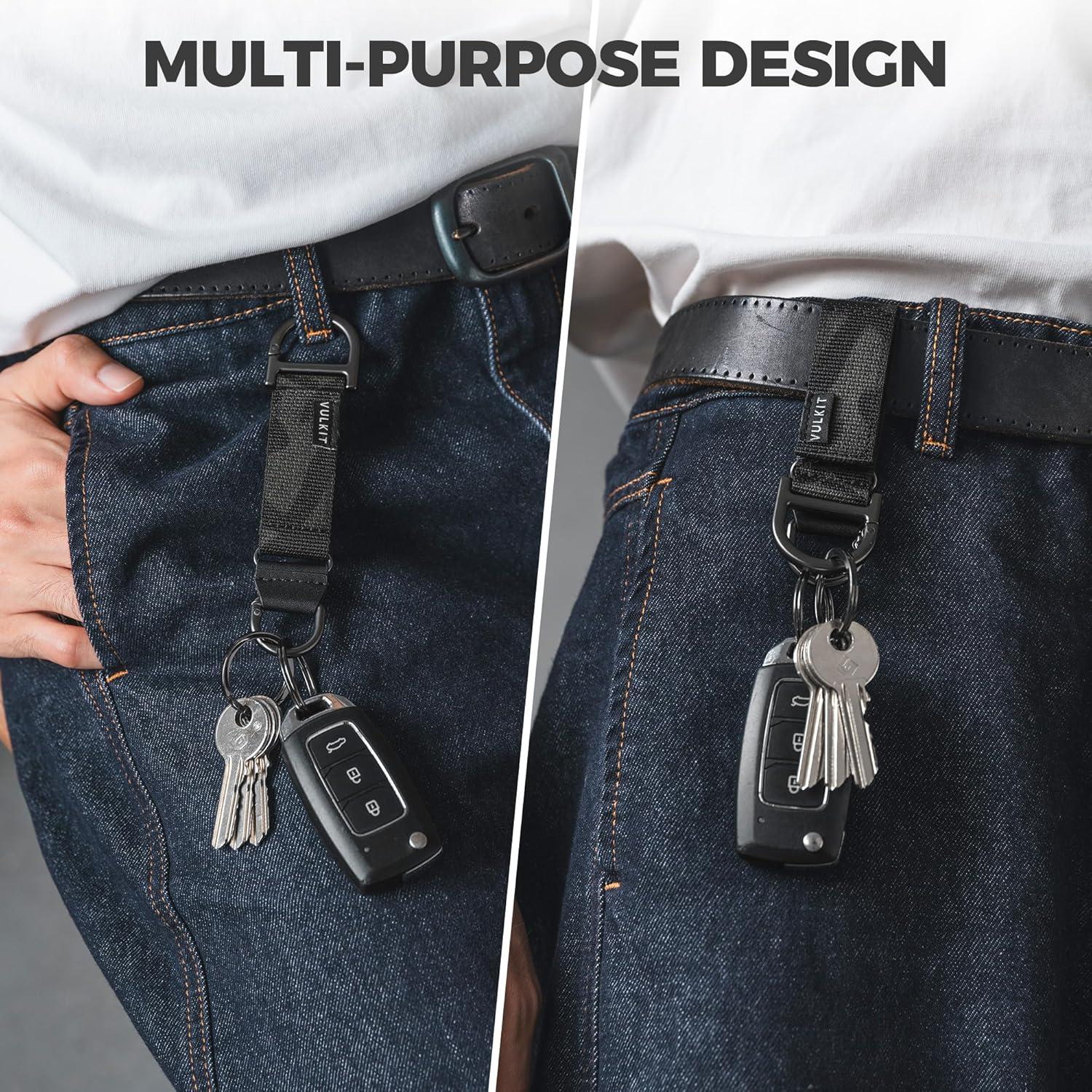 image:imageVULKIT Heavy Duty Keychain Durable Nylon Strap for Belt Loop Molle Pouch Backpack Quick Release Key RingsBlack Camo