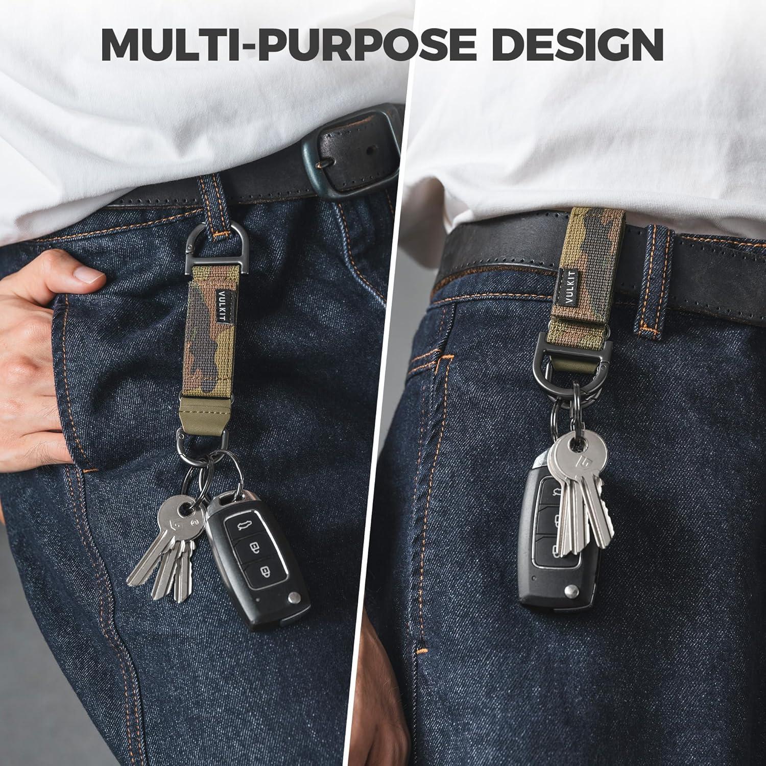 image:imageVULKIT Heavy Duty Keychain Durable Nylon Strap for Belt Loop Molle Pouch Backpack Quick Release Key RingsGreen Camo