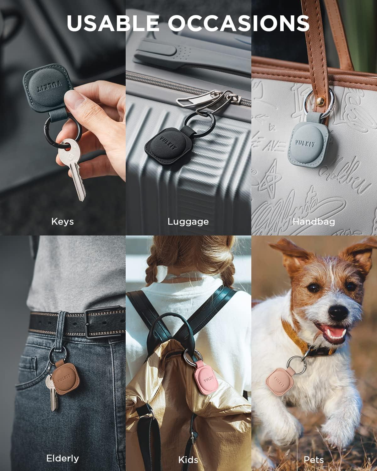 image:imageVULKIT Keychain Compatible for Apple Airtag Leather Protective Case with Keychain Holder Airtag Accessories for Key or LungageChampagneChampagne