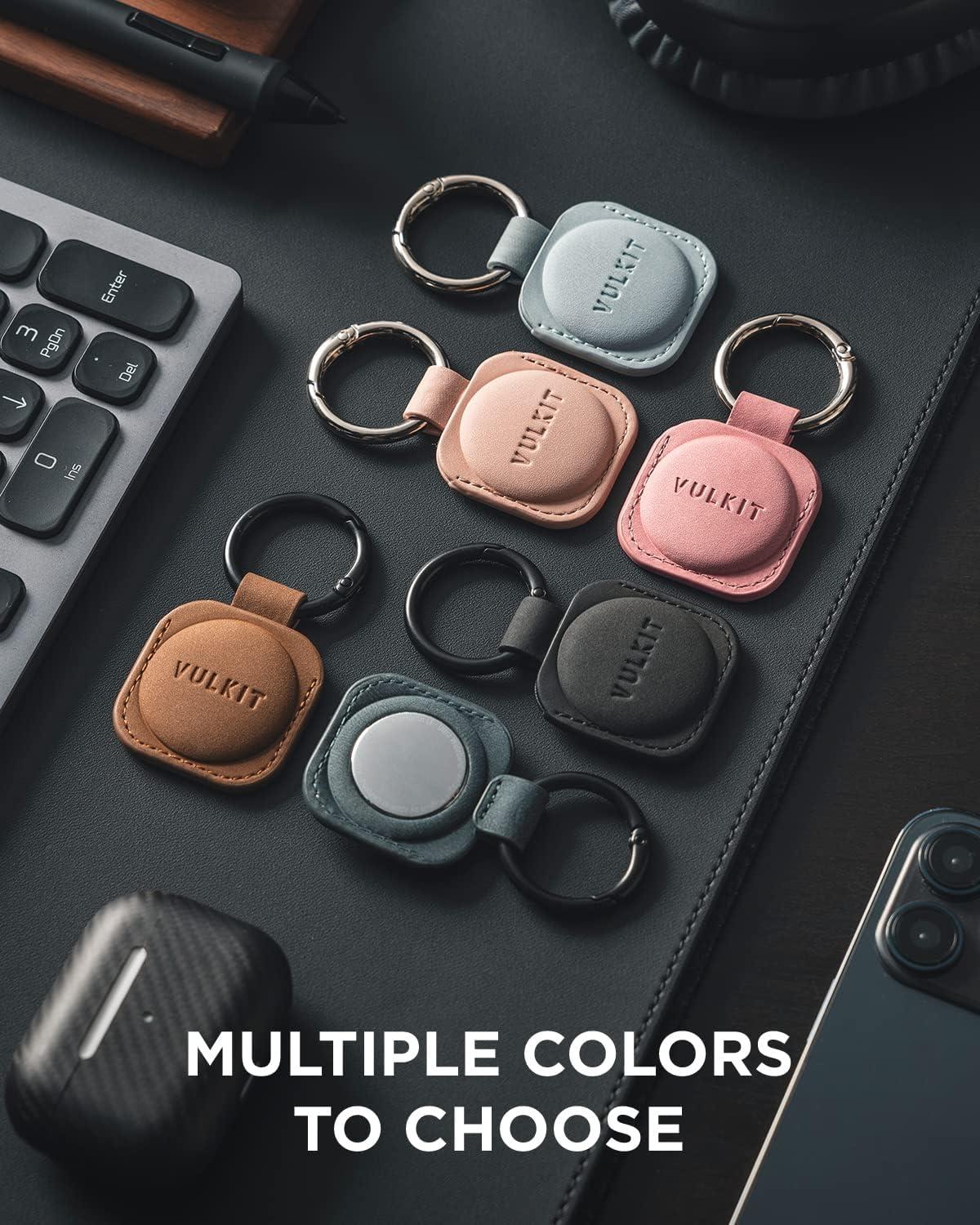 image:imageVULKIT Keychain Compatible for Apple Airtag Leather Protective Case with Keychain Holder Airtag Accessories for Key or LungageChampagneChampagne