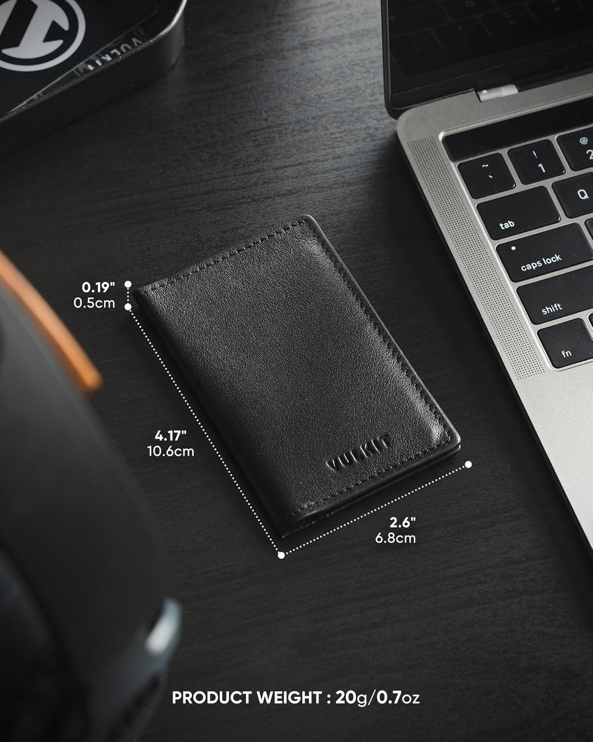 image:imageVULKIT Leather Business Card Holder 2 Sided Slim Business Name Card Organizer for Men or Women Nappa NavyNappa Black