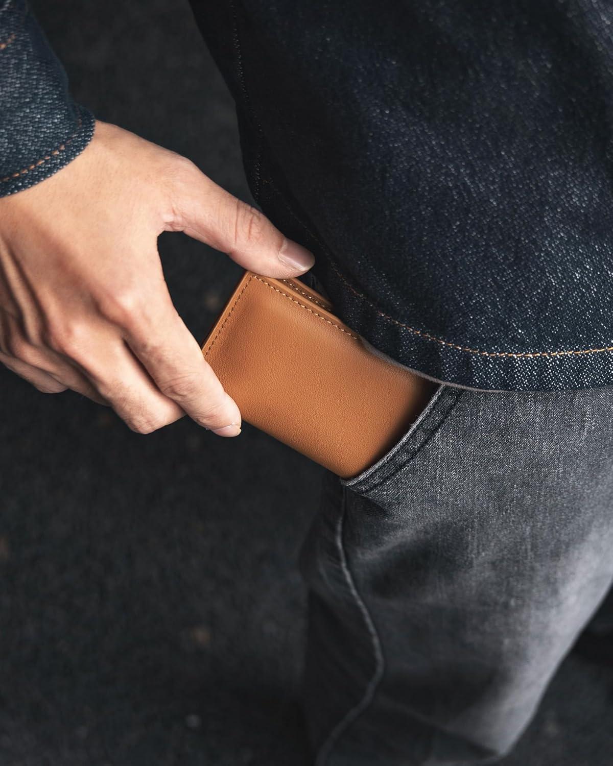 image:imageVULKIT Leather Business Card Holder 2 Sided Slim Business Name Card Organizer for Men or Women Nappa NavyNappa Brown
