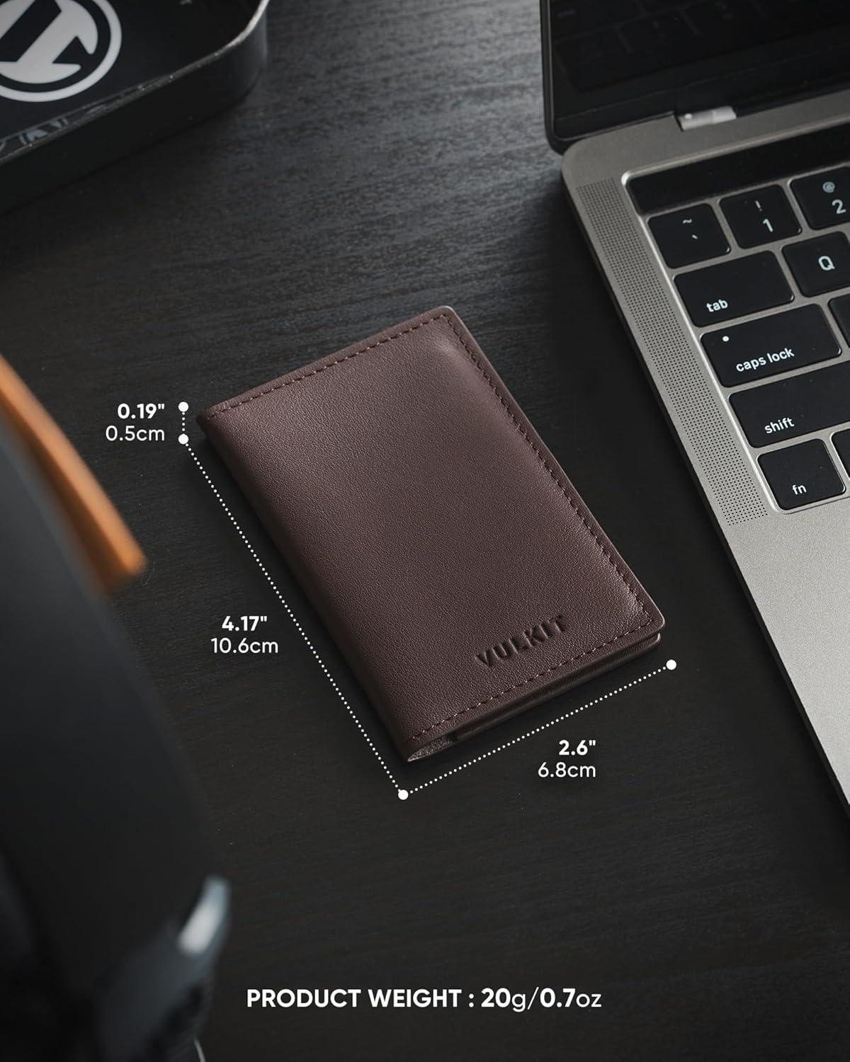 image:imageVULKIT Leather Business Card Holder 2 Sided Slim Business Name Card Organizer for Men or Women Nappa NavyNappa Espresso