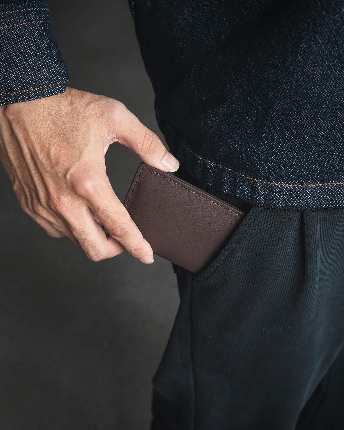 image:imageVULKIT Leather Business Card Holder 2 Sided Slim Business Name Card Organizer for Men or Women Nappa NavyNappa Espresso