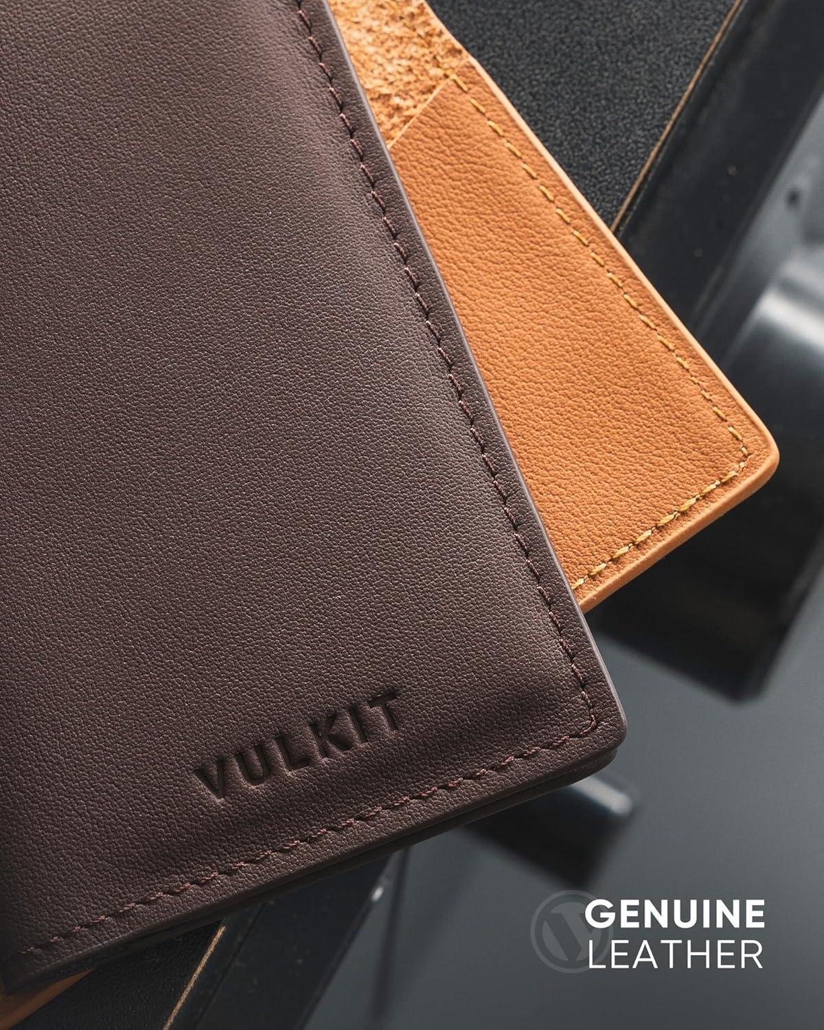 image:imageVULKIT Leather Business Card Holder 2 Sided Slim Business Name Card Organizer for Men or Women Nappa NavyNappa Espresso