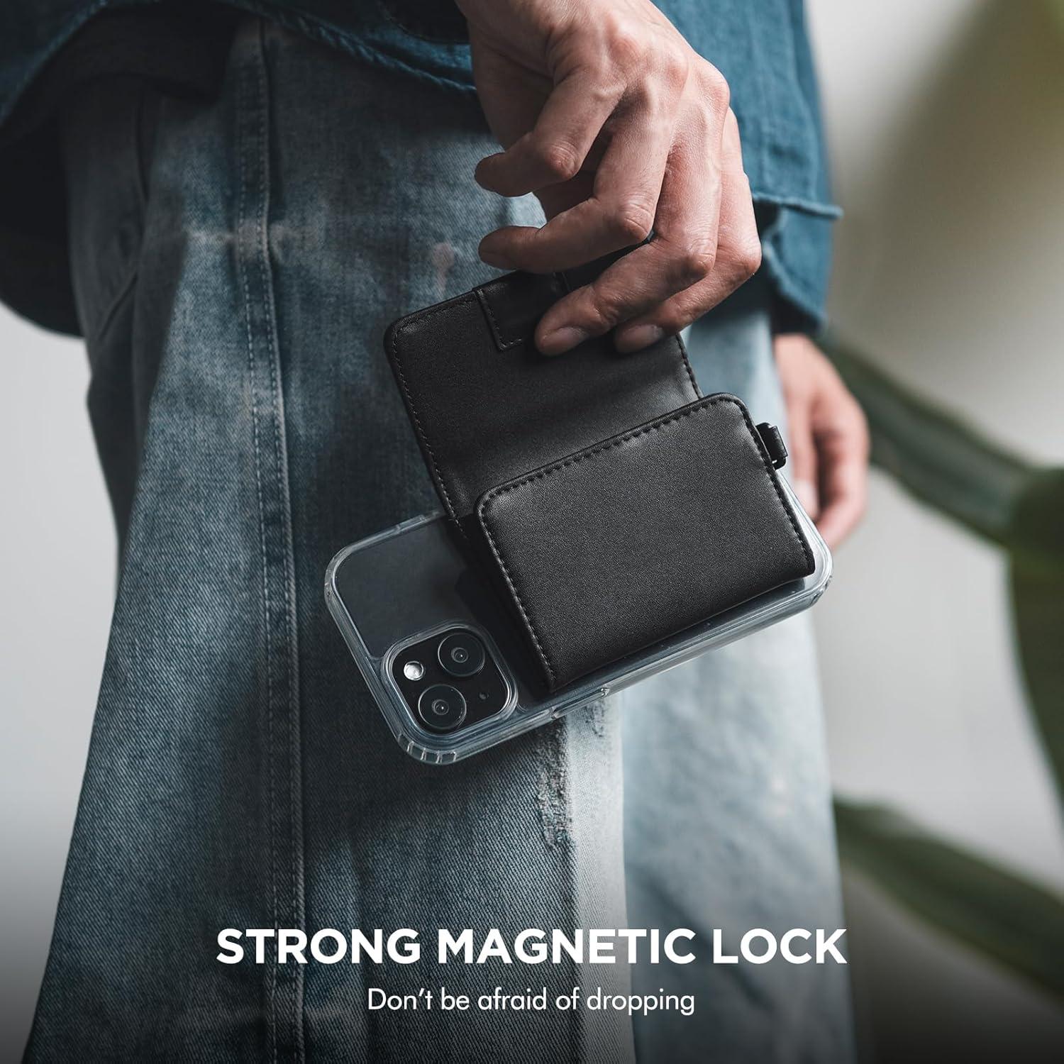 image:imageVULKIT Magnetic Card Case for Max 8 Bank Cards Leather Phone Card Wallet Compatible with iPhone 1217 Series BlackBlackLeather