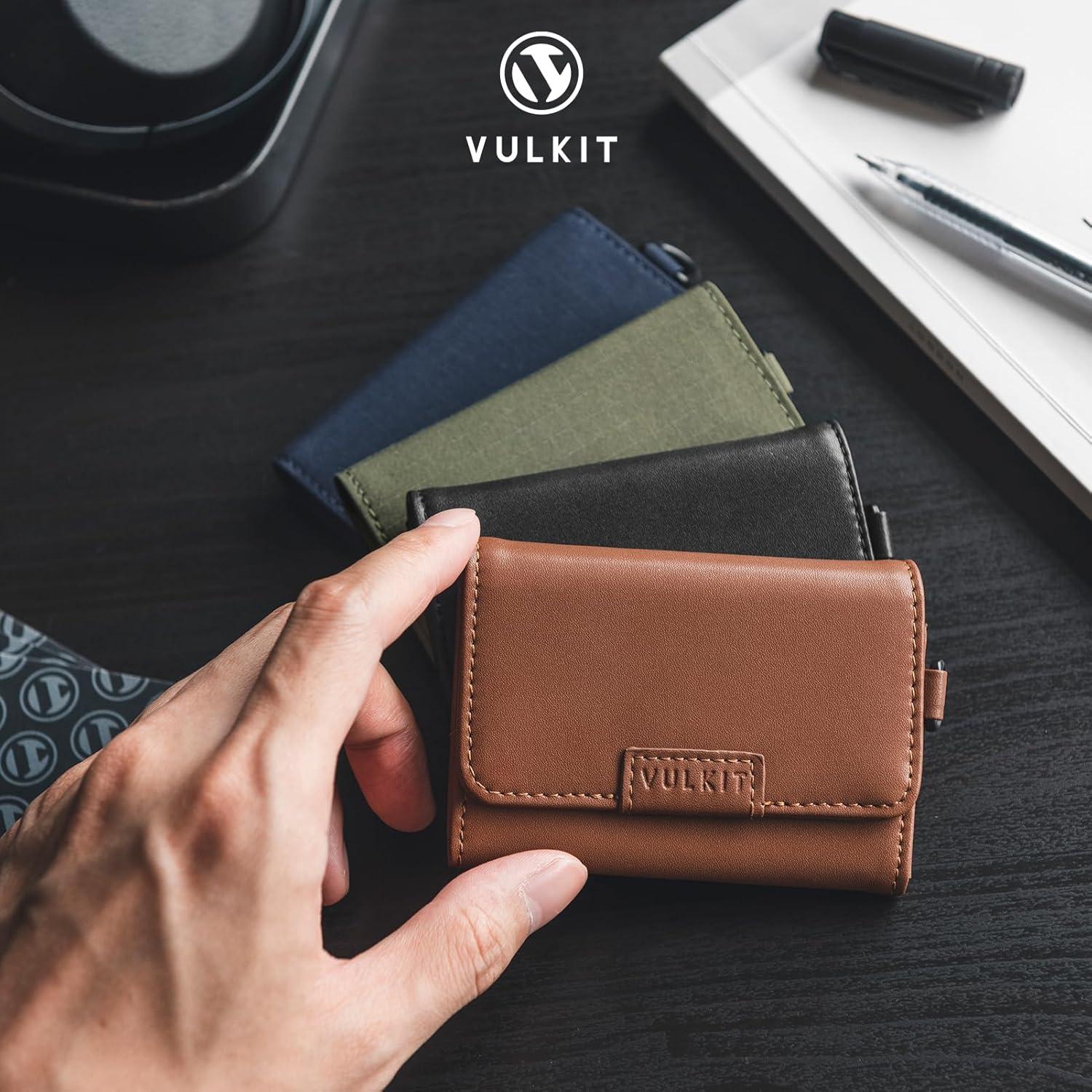 image:imageVULKIT Magnetic Card Case for Max 8 Bank Cards Leather Phone Card Wallet Compatible with iPhone 1217 Series BlackBlackLeather