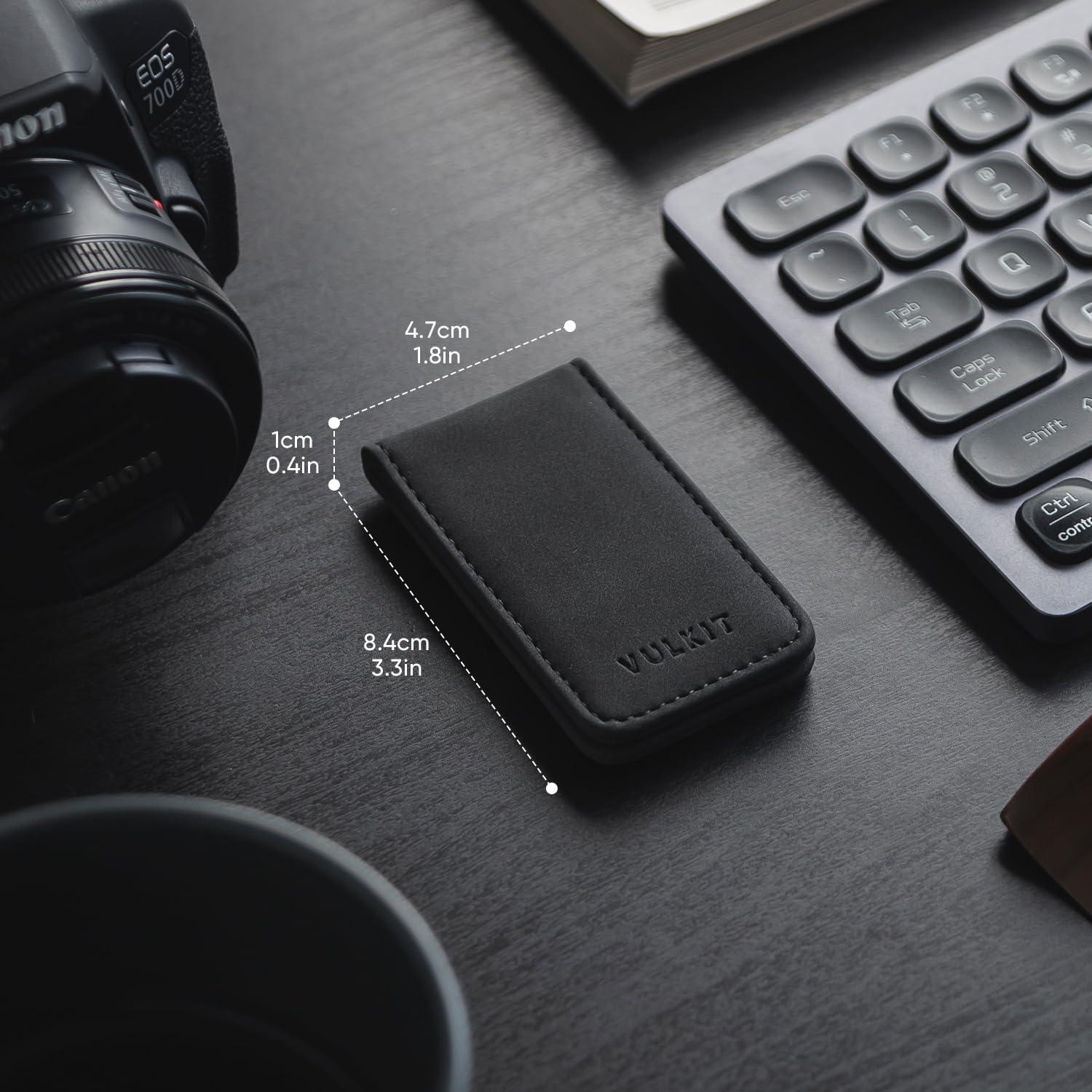 image:imageVULKIT Magnetic Money Clip Leather Money Holder Minimalist Design Holds Up to 15 CashBlack