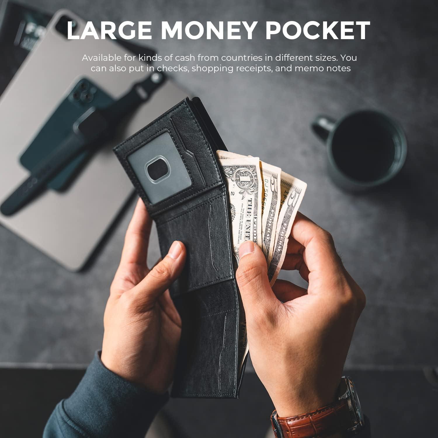 image:imageVULKIT Mens Card Holder Wallet Pop Up Wallet Magnetic Closure RFID Blocking Trifold Leather WalletBlack
