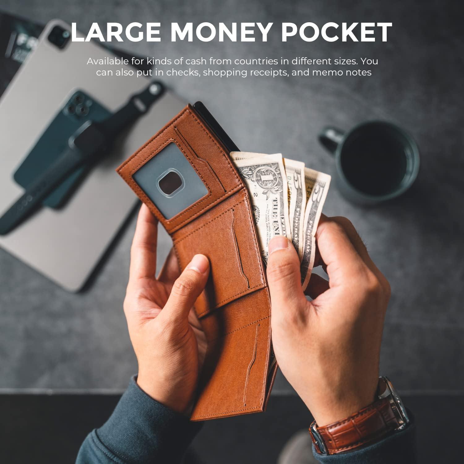 image:imageVULKIT Mens Card Holder Wallet Pop Up Wallet Magnetic Closure RFID Blocking Trifold Leather WalletBrown