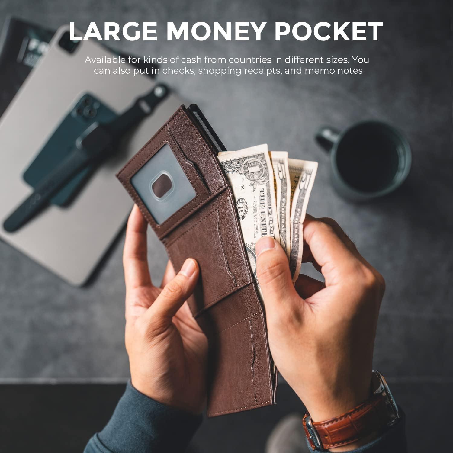 image:imageVULKIT Mens Card Holder Wallet Pop Up Wallet Magnetic Closure RFID Blocking Trifold Leather WalletEspresso