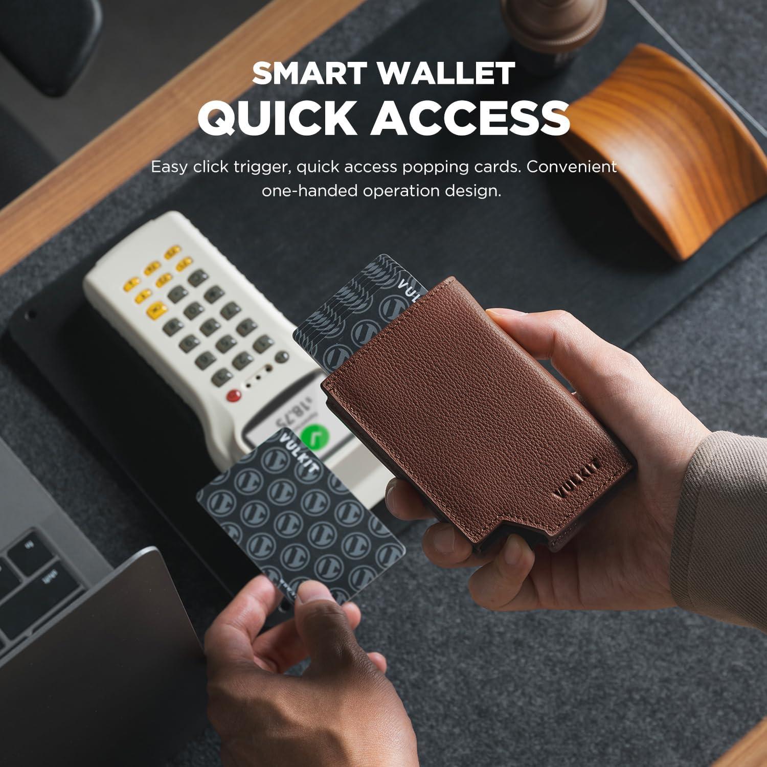 image:imageVULKIT Mens Wallet Top Grain Leather Minimalist Pop Up Card Holder RFID Blocking Magnetic Closure Leather Wallet with ID Window for Cash amp Credit Cards Up To 11 CardsTop Grain LeatherEspresso