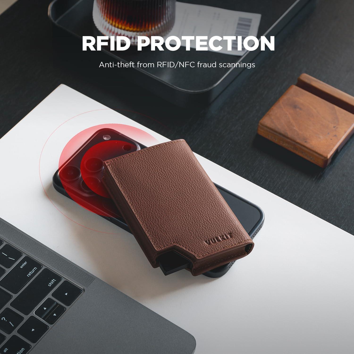 image:imageVULKIT Mens Wallet Top Grain Leather Minimalist Pop Up Card Holder RFID Blocking Magnetic Closure Leather Wallet with ID Window for Cash amp Credit Cards Up To 11 CardsTop Grain LeatherEspresso