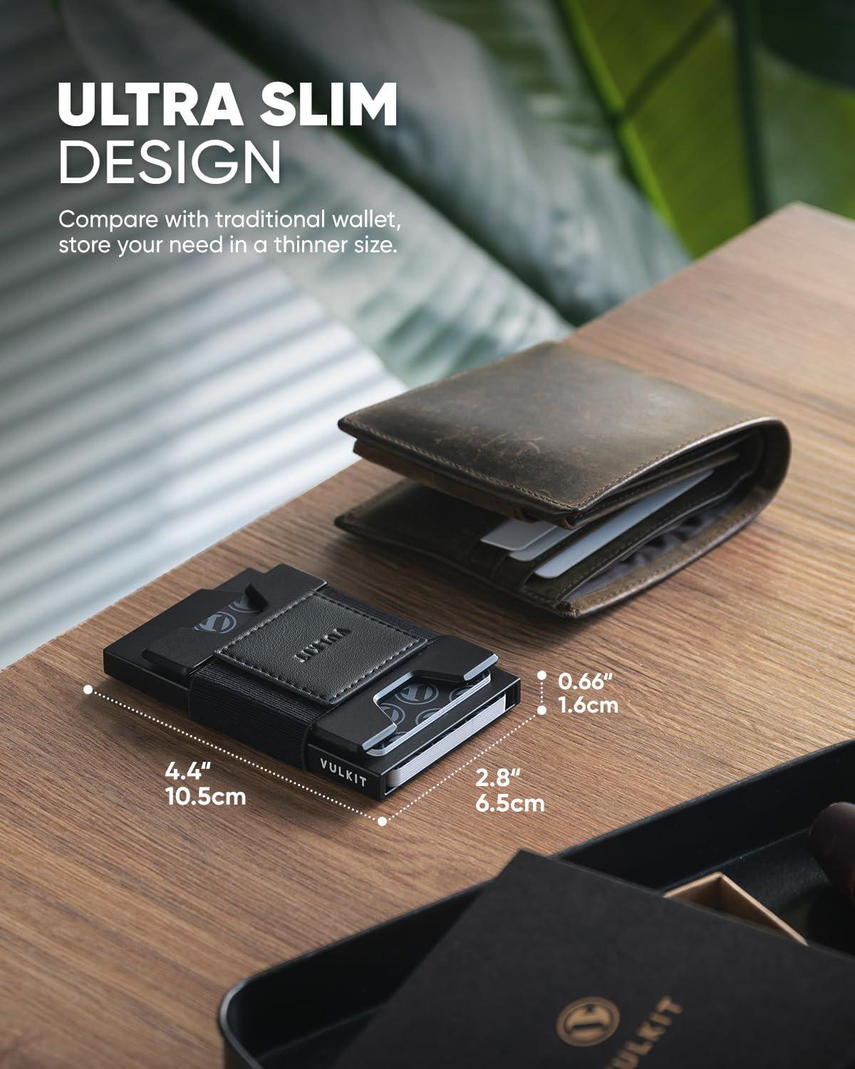 image:imageVULKIT Minimalist Pop Up Wallet RFID Blocking Aluminum Credit Card Holder with Expandable Backplate Holds 12 Cards and Cash for Men and Women NavyBlack