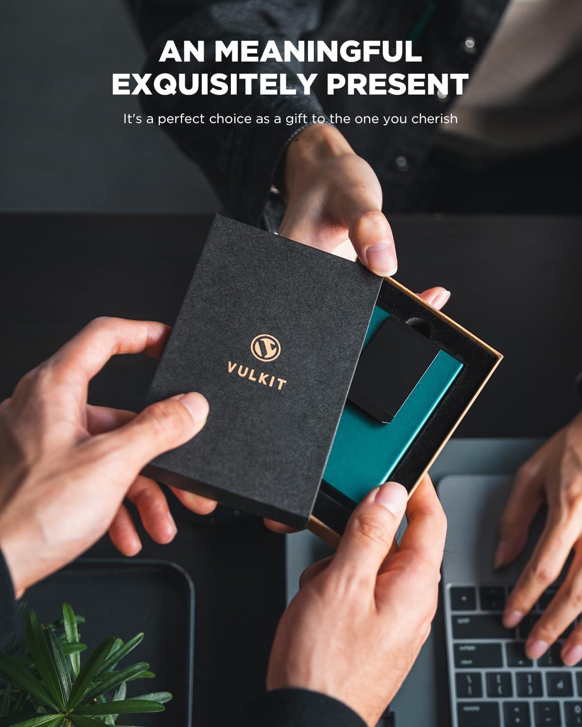 image:imageVULKIT Minimalist Wallet With Money Clip RFID Blocking Pop Up Card Holder Slim Metal Wallet For MenEmerald Green