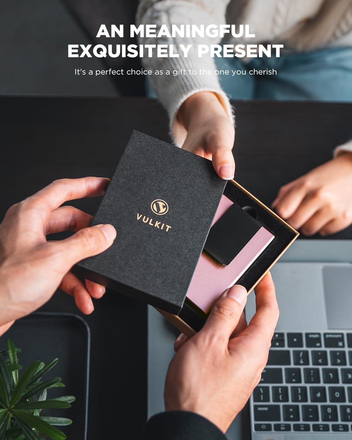 image:imageVULKIT Minimalist Wallet With Money Clip RFID Blocking Pop Up Card Holder Slim Metal Wallet For MenRose Gold