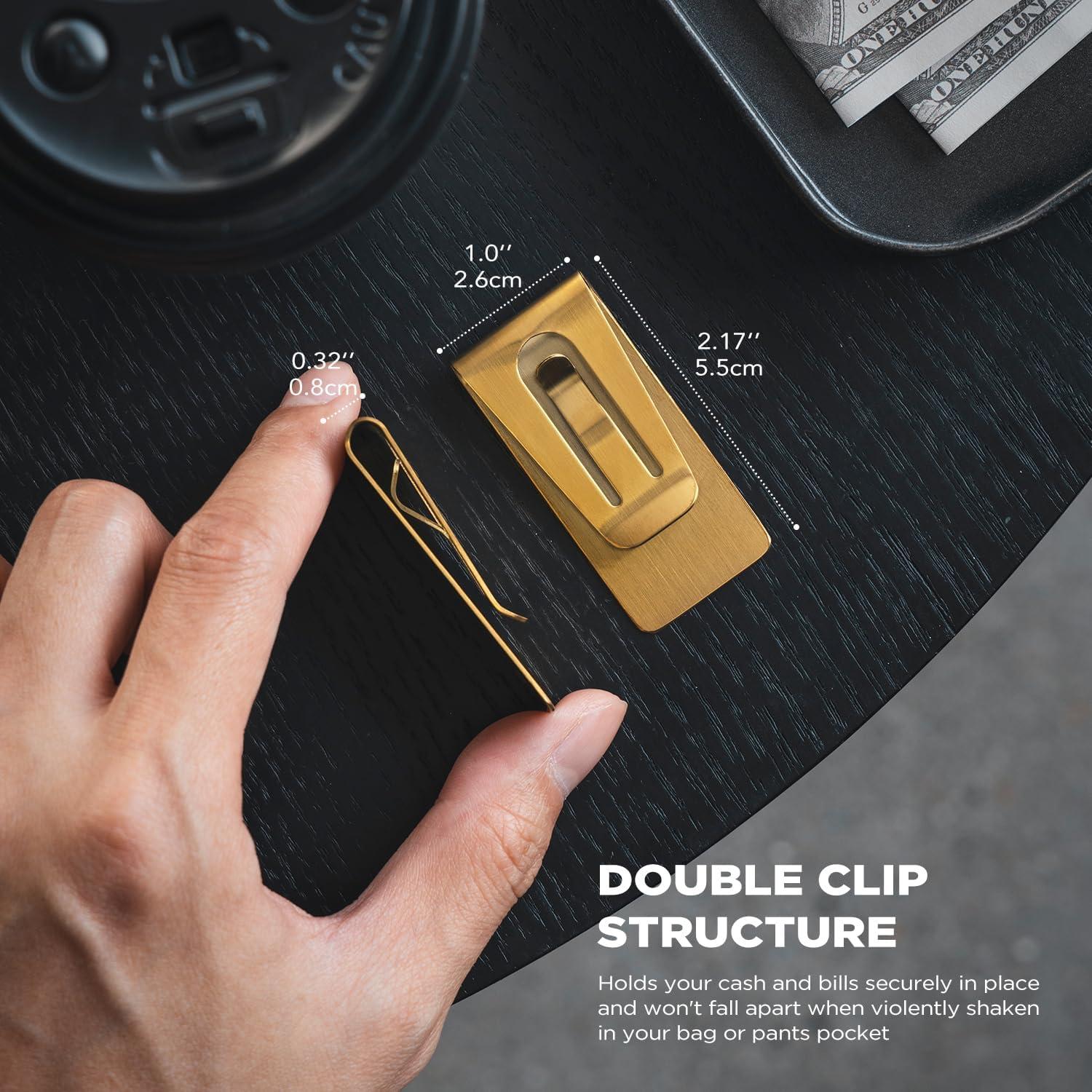 image:imageVULKIT Money Clip Stainless Steel Cash Holder EDC Accessories Mens Money ClipsGolden1pcs