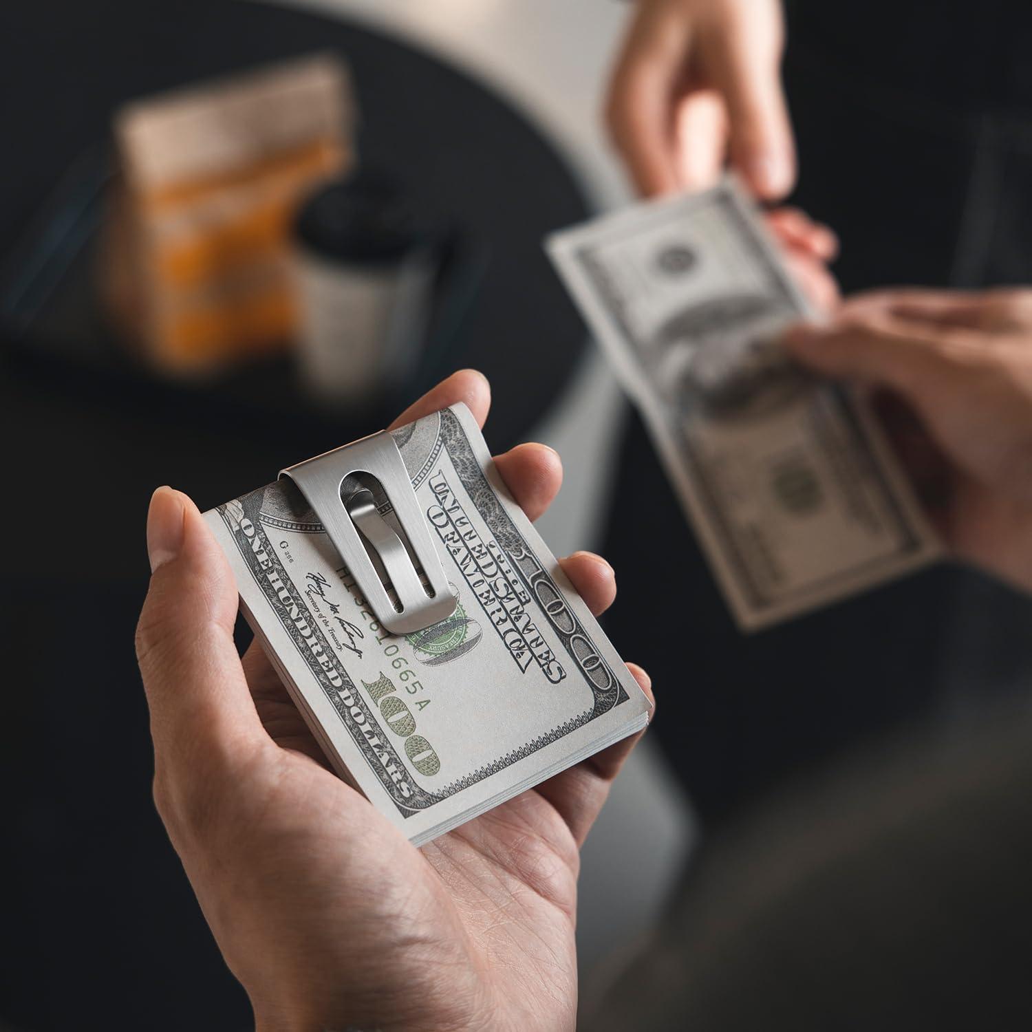 image:imageVULKIT Money Clip Stainless Steel Cash Holder EDC Accessories Mens Money ClipsSilver1pcs
