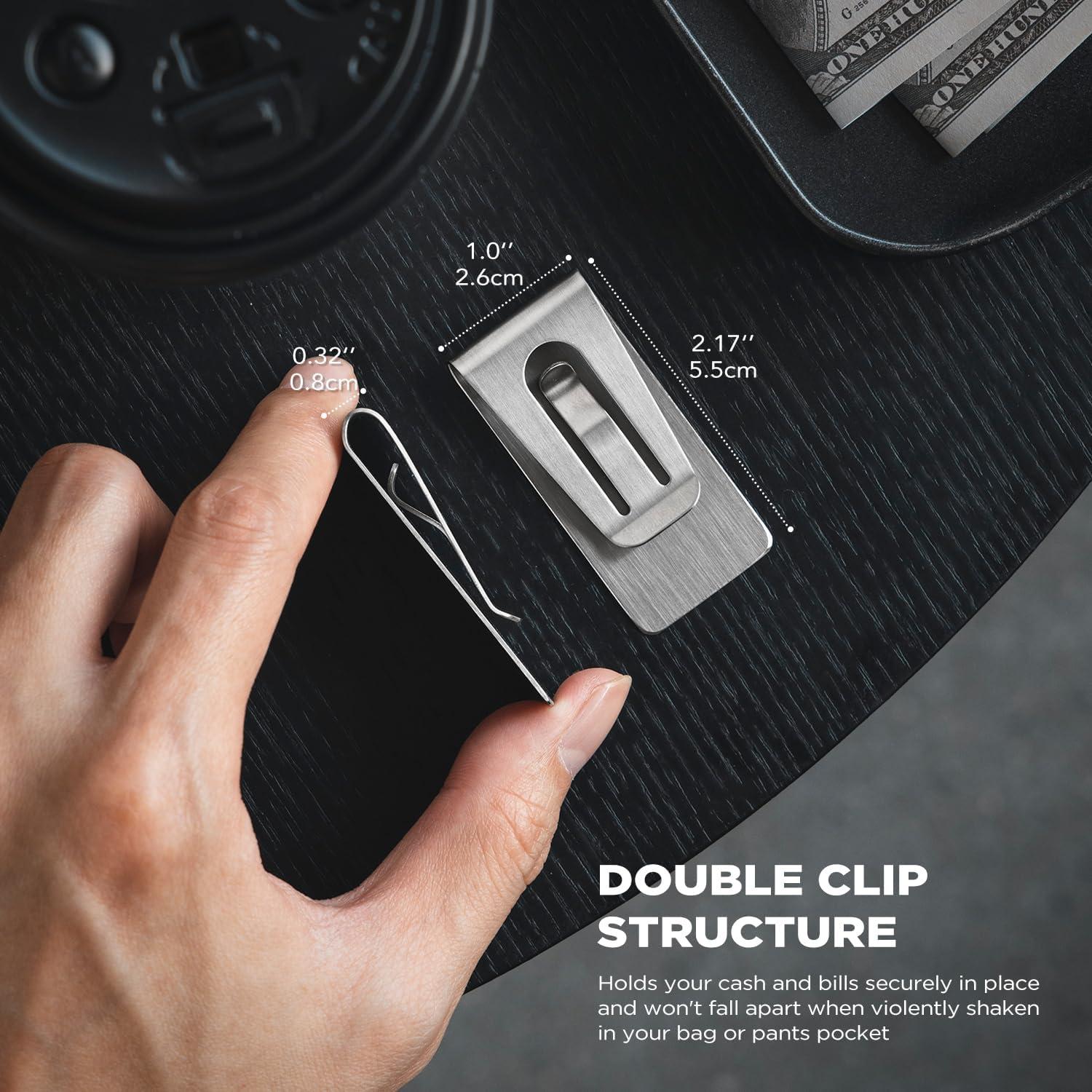 image:imageVULKIT Money Clip Stainless Steel Cash Holder EDC Accessories Mens Money ClipsSilver2pcs