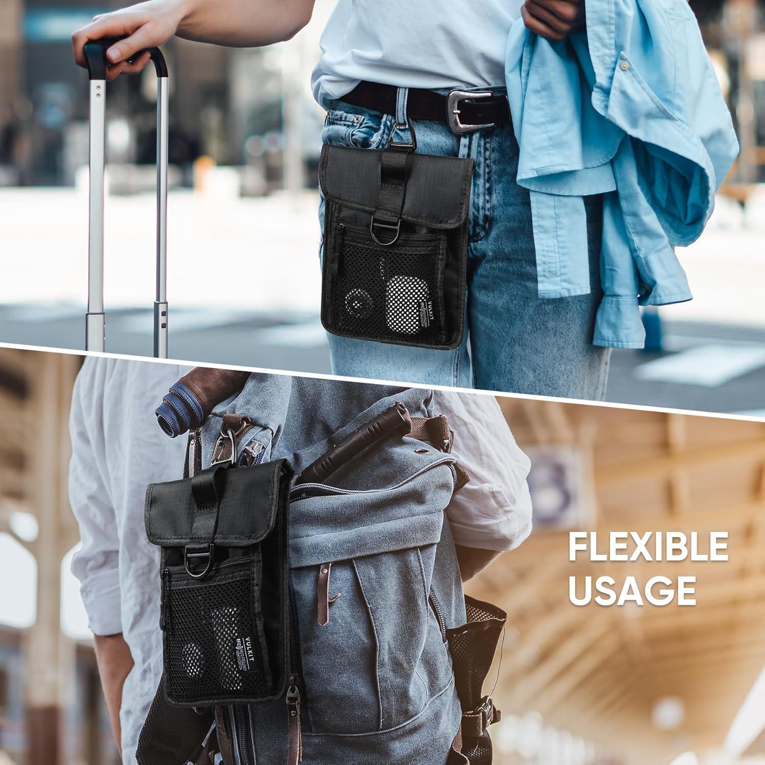 image:imageVULKIT Neck Wallet Passport Holder with RFID Protection Travel Wallet Neck Pouch Travel Essentials for Men WomenBlack