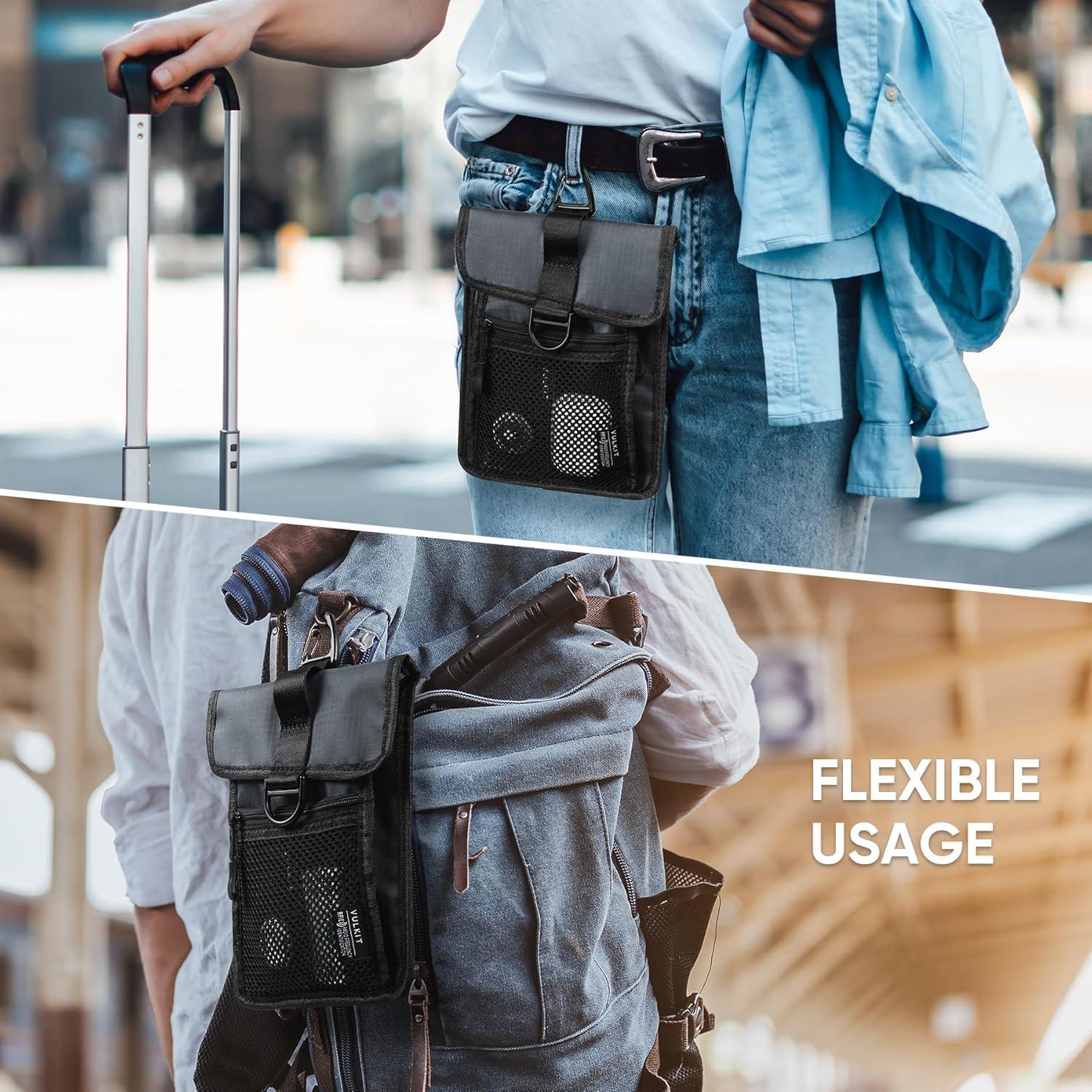 image:imageVULKIT Neck Wallet Passport Holder with RFID Protection Travel Wallet Neck Pouch Travel Essentials for Men WomenGrey