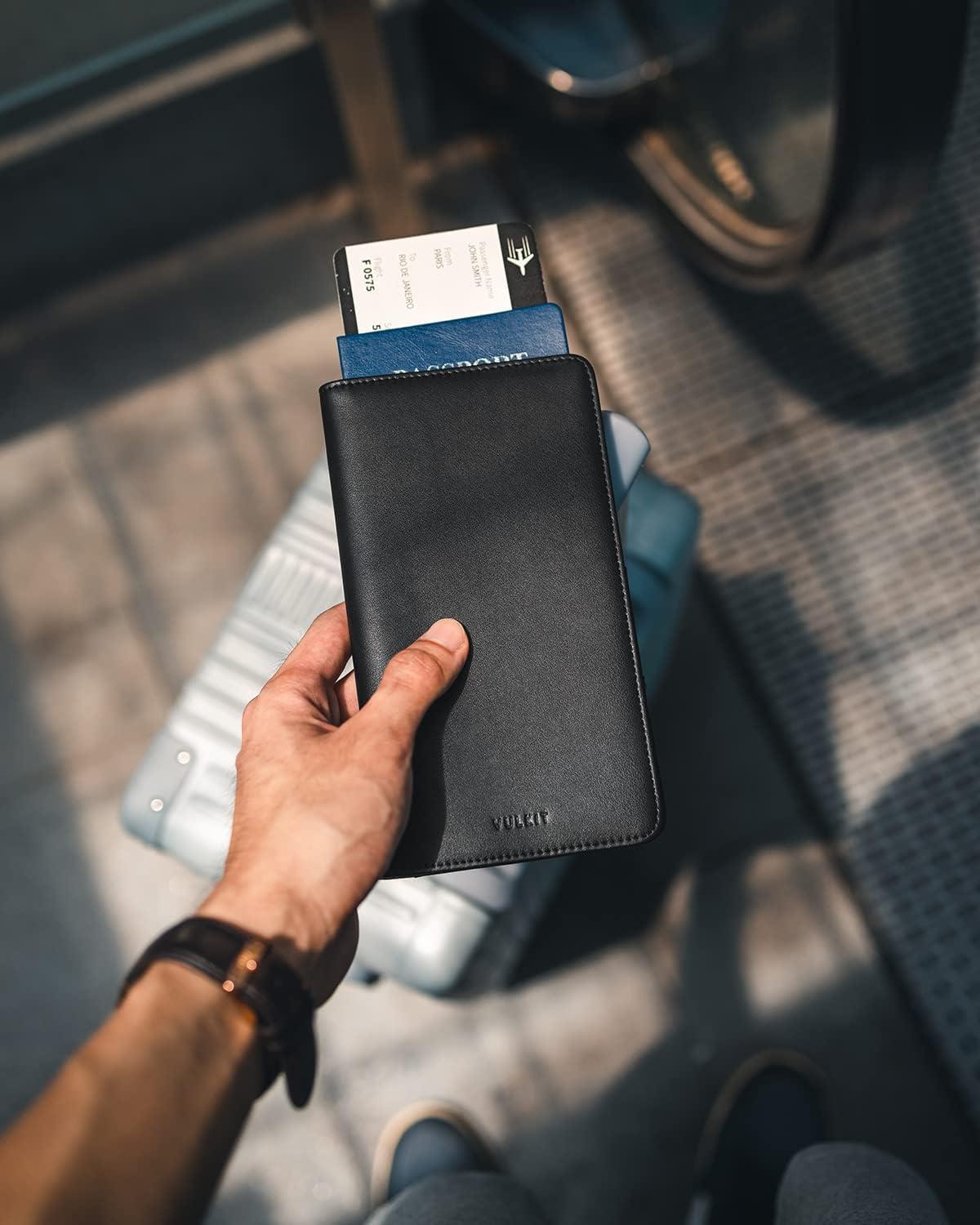 image:imageVULKIT Passport Holder Wallet RFID Blocking Travel Wallet for Men amp WomenBlack