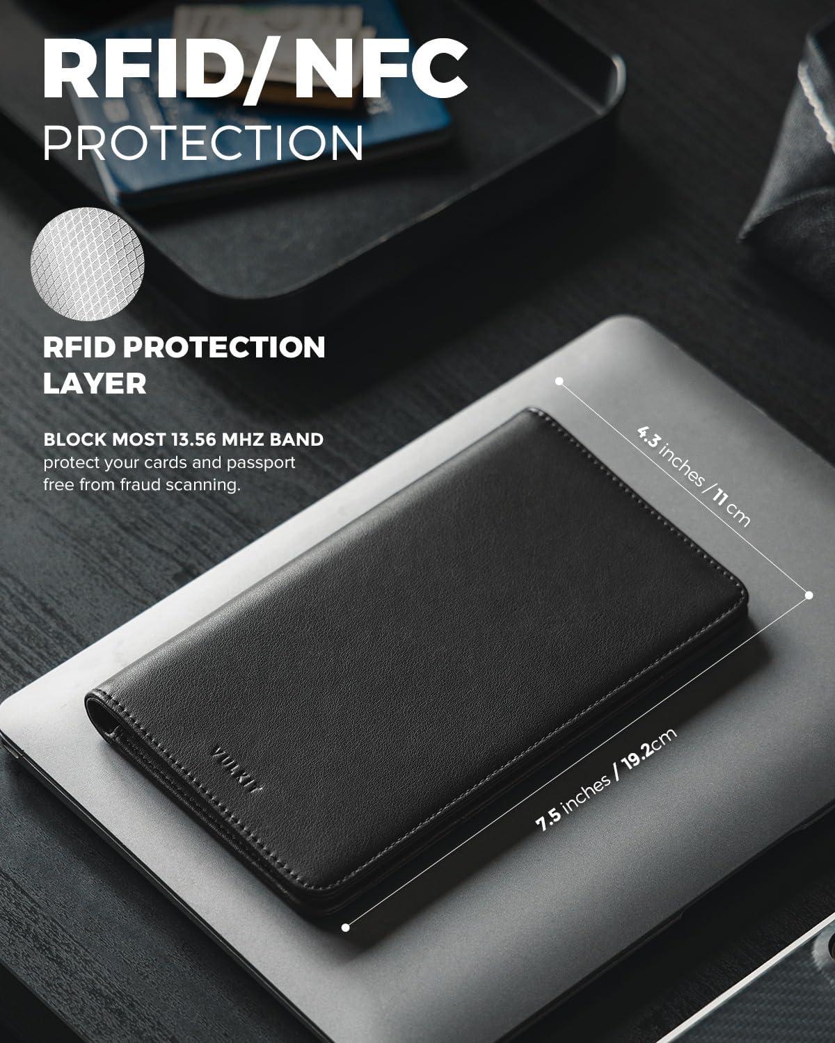 image:imageVULKIT Passport Holder Wallet RFID Blocking Travel Wallet for Men amp WomenBlack