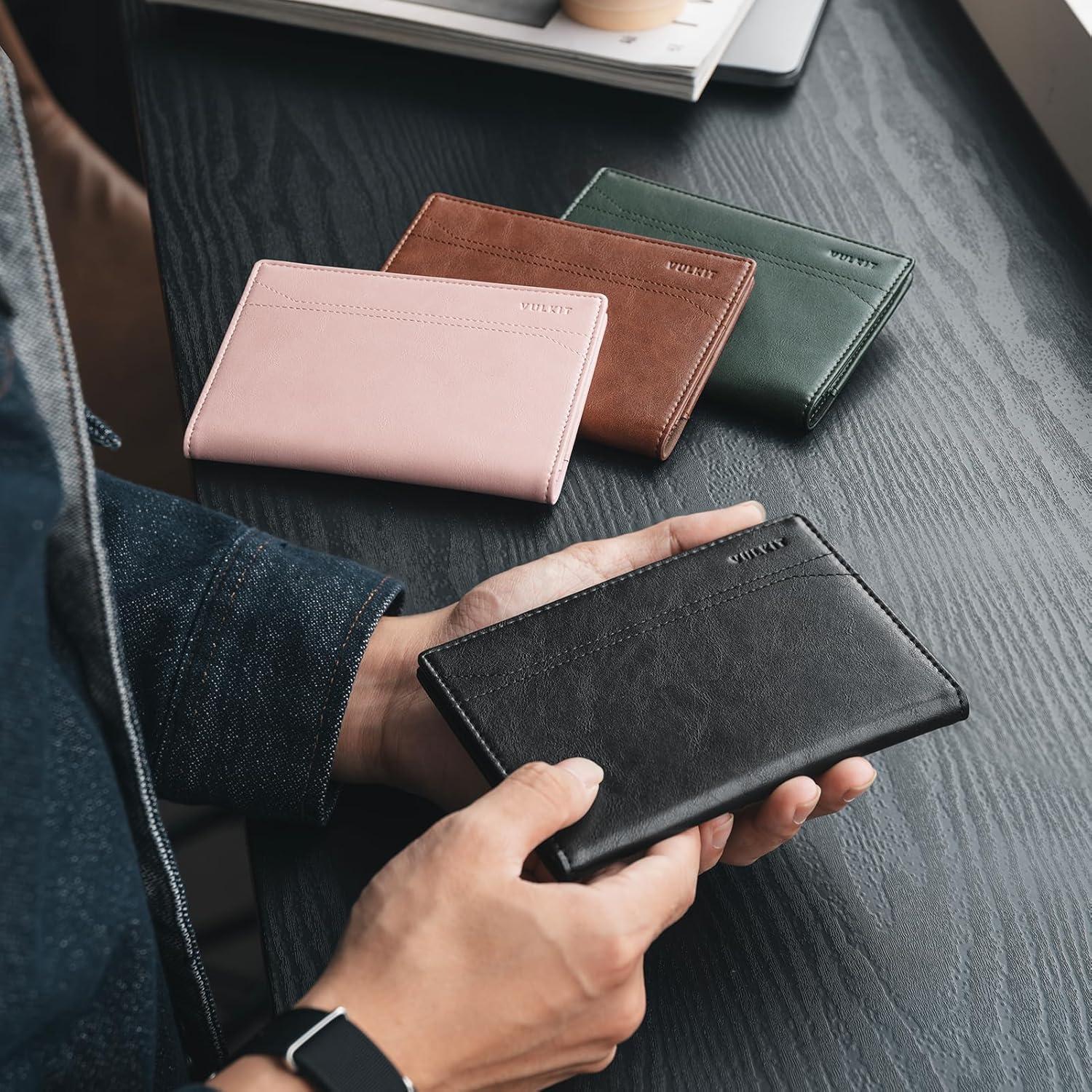 image:imageVULKIT Passport Holder for Travel Rfid Blocking Passport Cover Slim Travel Wallet for Men amp Women Cognac BrownPine Green
