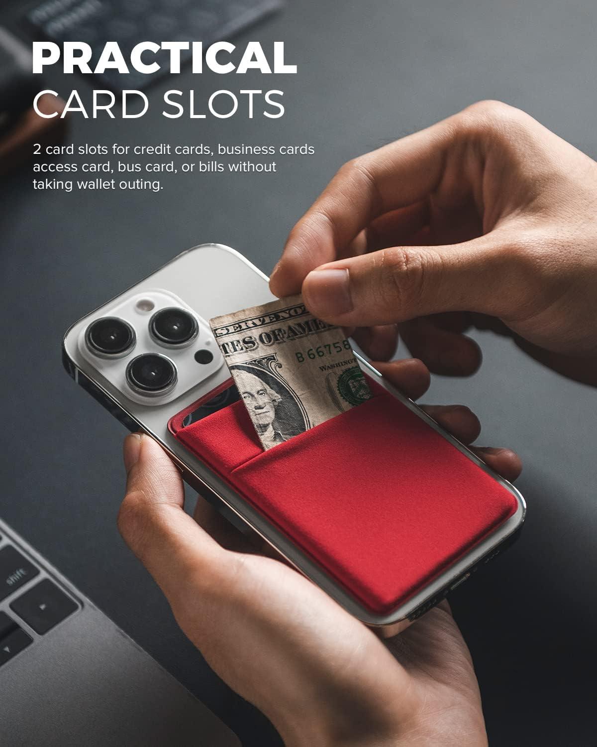 image:imageVULKIT Phone Card Holder Slim Elastic Adhesive Phone Wallet Credit Card Sleeves Sticker for Back of SmartphoneLilacRed