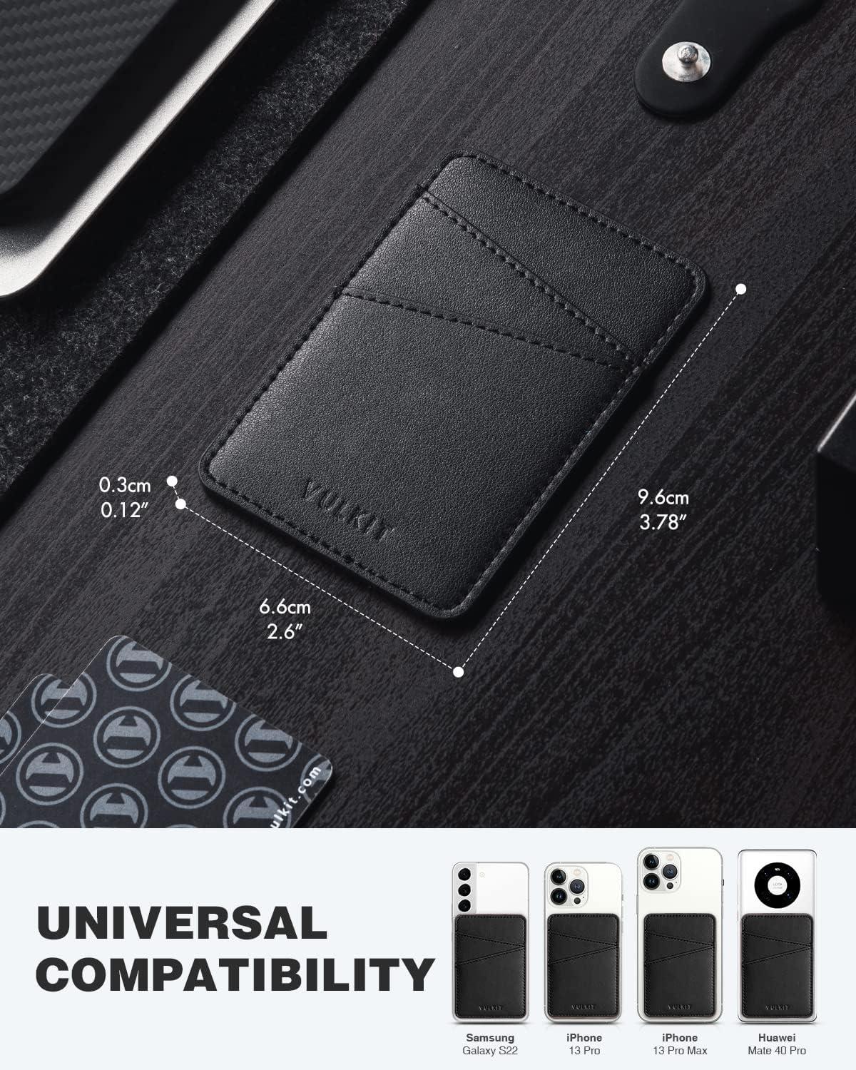 image:imageVULKIT Phone Card Holder Wallet Leather Adhesive Pocket RFID Blocking Credit Card Sleeves Stick Back of Phone Smartphones BlackBlack