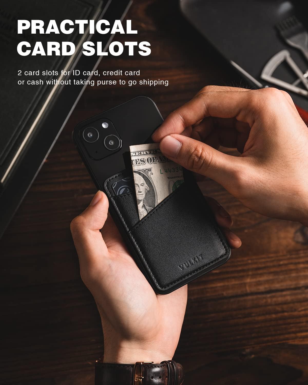 image:imageVULKIT Phone Card Holder Wallet Leather Adhesive Pocket RFID Blocking Credit Card Sleeves Stick Back of Phone Smartphones BlackBlack