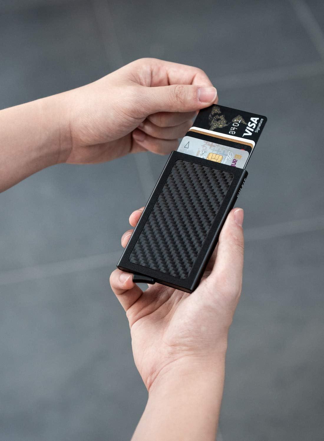 image:imageVULKIT Pop Up Wallet Slim Minimalist Credit Card Holder For Men and Women RFID Blocking Mini Metal Case