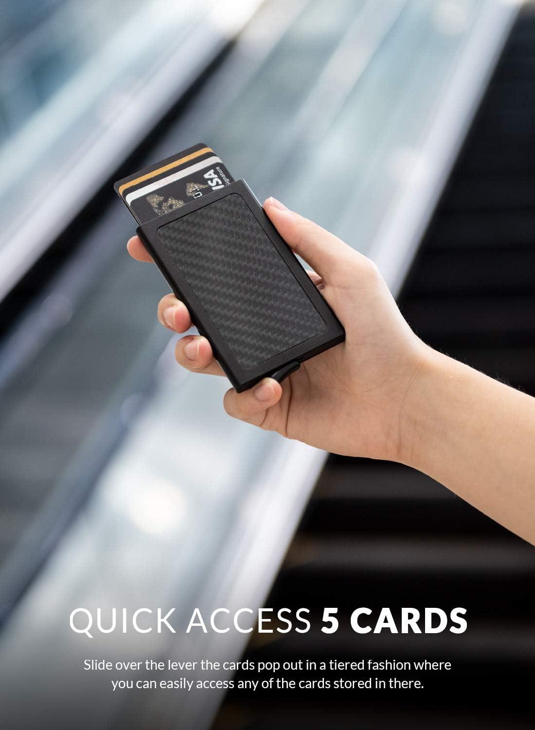image:imageVULKIT Pop Up Wallet Slim Minimalist Credit Card Holder For Men and Women RFID Blocking Mini Metal Case