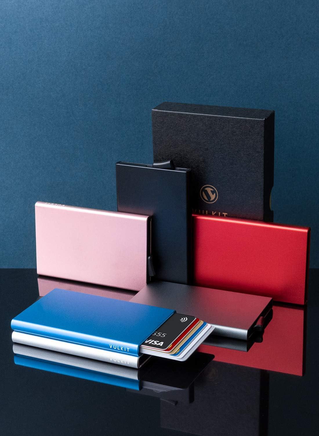 image:imageVULKIT Pop Up Wallet Slim Minimalist Credit Card Holder For Men and Women RFID Blocking Mini Metal Case Wineblack