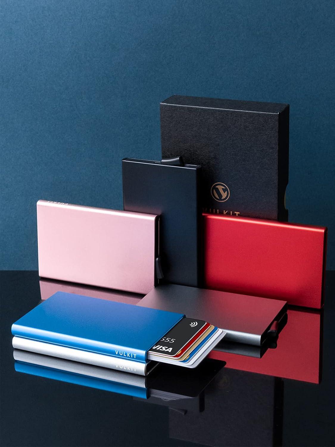 image:imageVULKIT Pop Up Wallet Slim Minimalist Credit Card Holder For Men and Women RFID Blocking Mini Metal Case Winechampagne