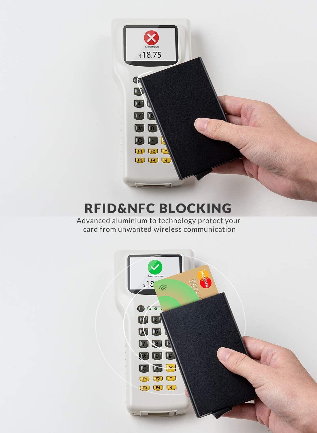 image:imageVULKIT Pop Up Wallet Slim Minimalist Credit Card Holder For Men and Women RFID Blocking Mini Metal Case Winemidnight green