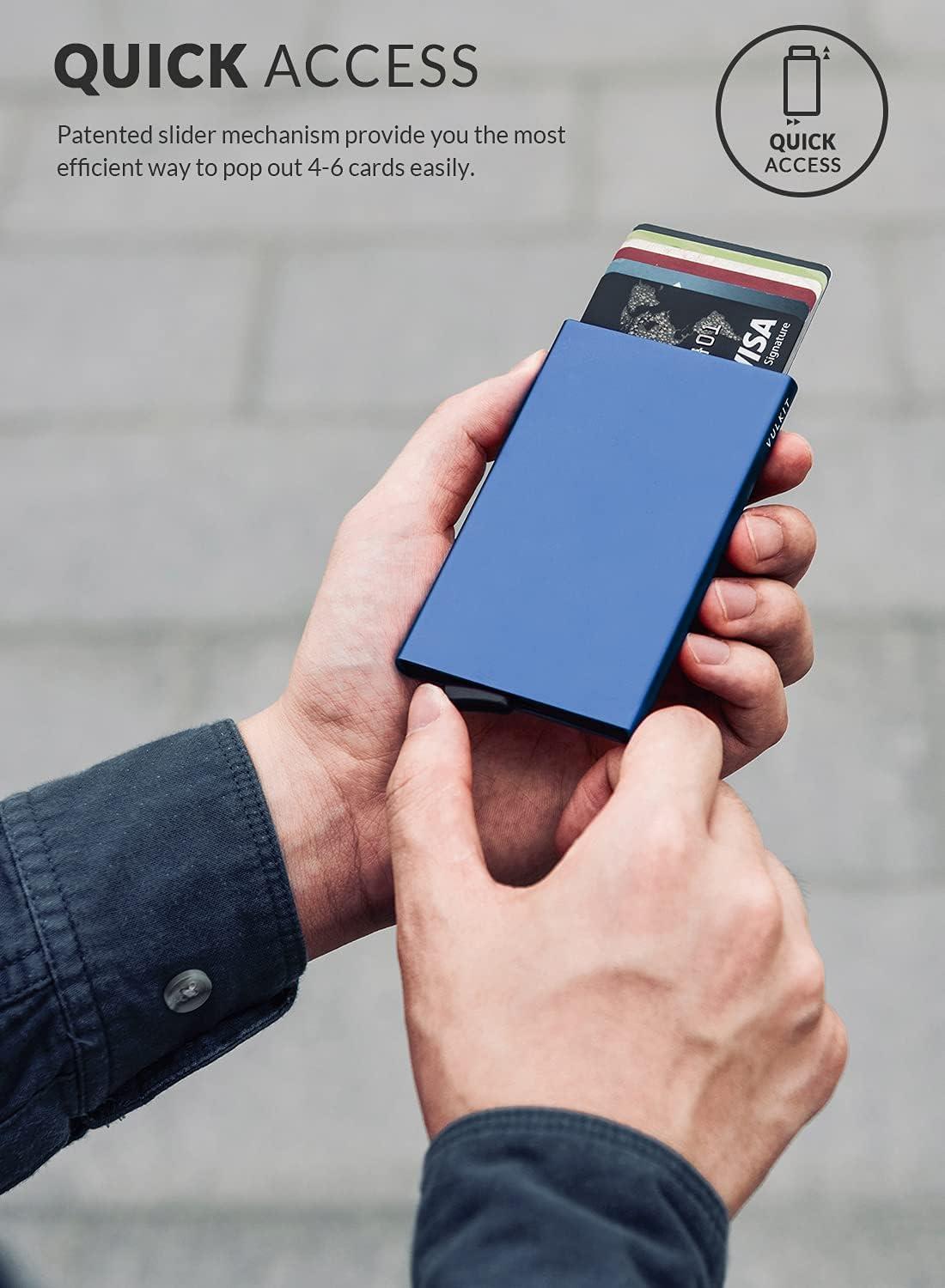 image:imageVULKIT Pop Up Wallet Slim Minimalist Credit Card Holder For Men and Women RFID Blocking Mini Metal Case Winenavy