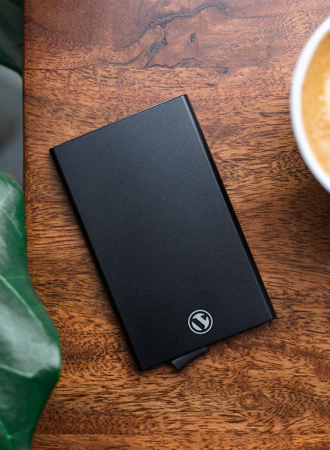 image:imageVULKIT Pop Up Wallet Slim Minimalist Credit Card Holder For Men and Women RFID Blocking Mini Metal Case Winespace grey