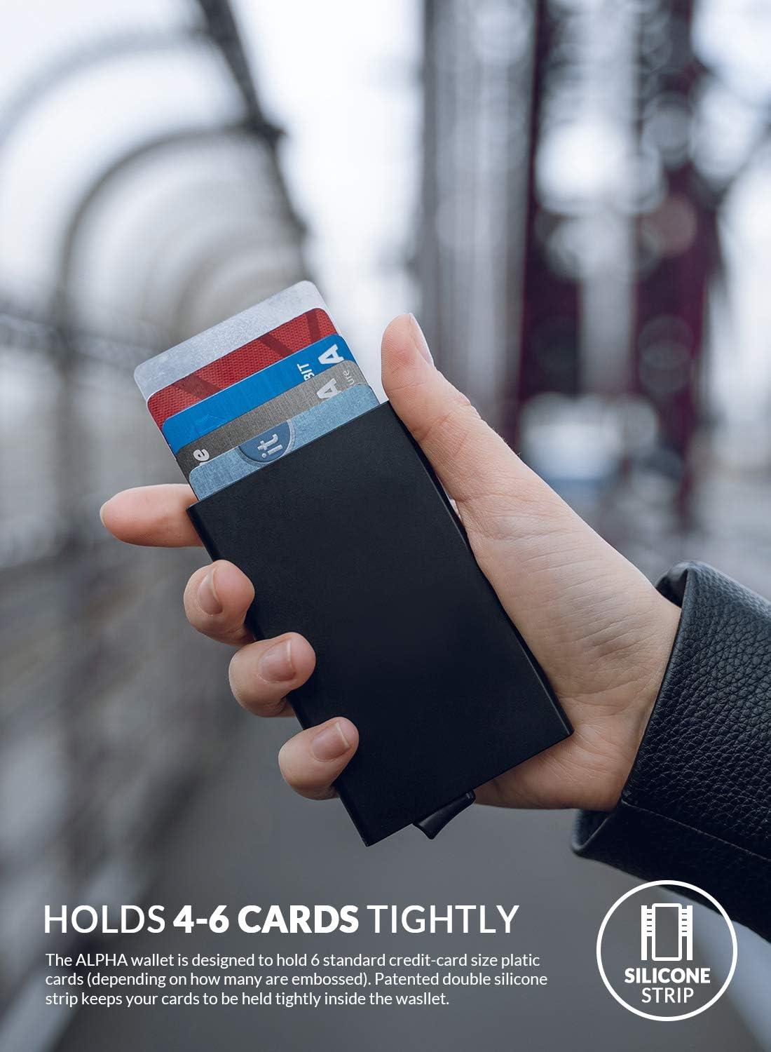 image:imageVULKIT Pop Up Wallet Slim Minimalist Credit Card Holder For Men and Women RFID Blocking Mini Metal Case Winewine