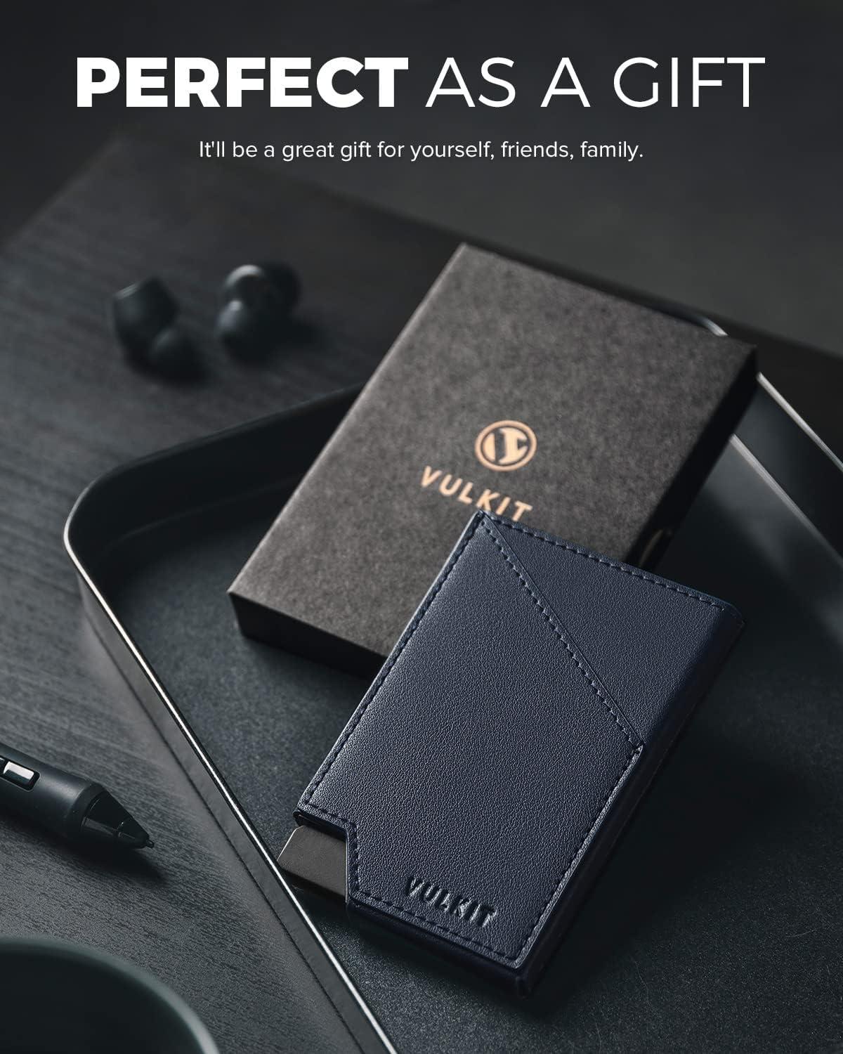 image:imageVULKIT Pop up Card Wallet RFID Blocking Slim Aluminum Metal Bank Card Holder Case with Business Money Pocket for Credit Cards Notes and Coins BlackNavy