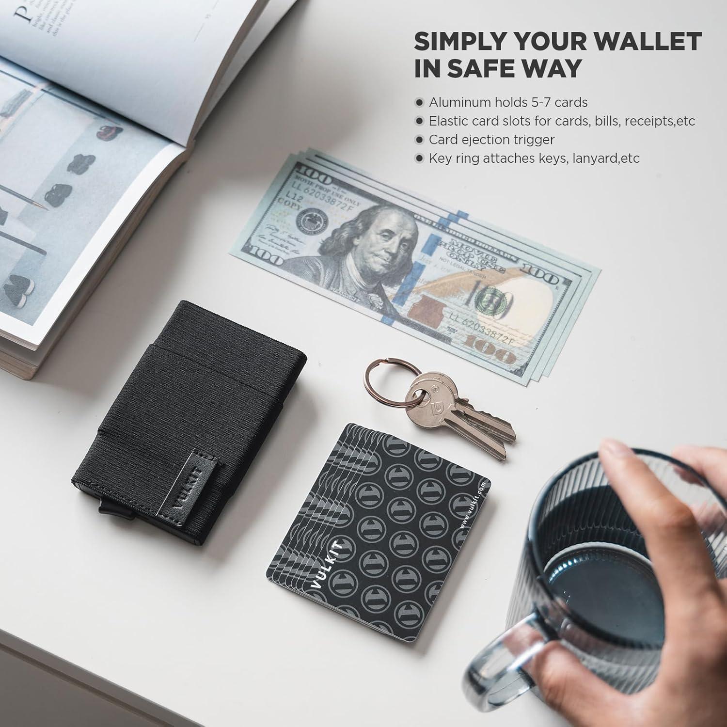 image:imageVULKIT Pop up Wallet for Women with Keychain RFID Blocking Minimalist Slim Credit Card Holder for Gift Leopard KhakiBlack