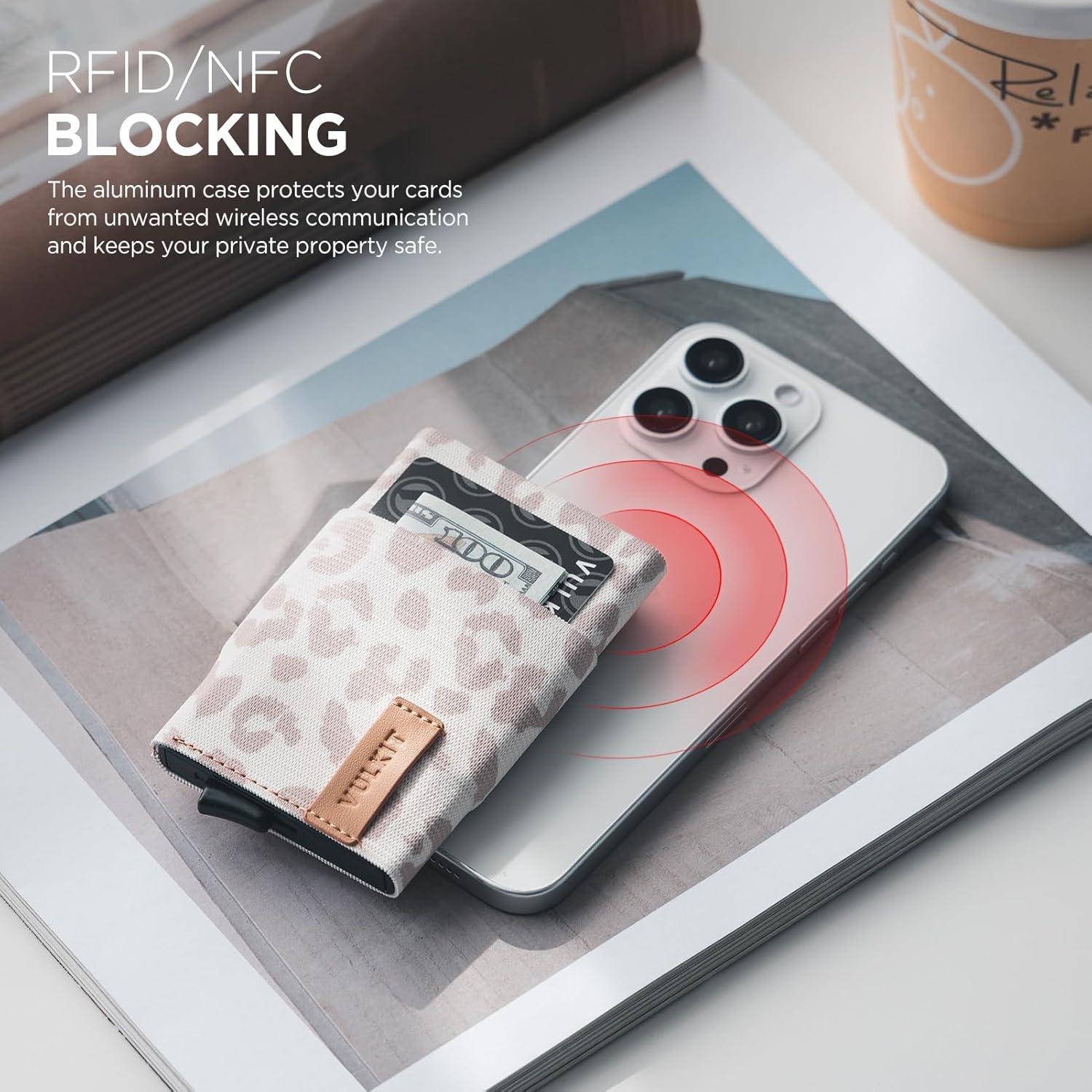image:imageVULKIT Pop up Wallet for Women with Keychain RFID Blocking Minimalist Slim Credit Card Holder for Gift Leopard KhakiLeopard Khaki