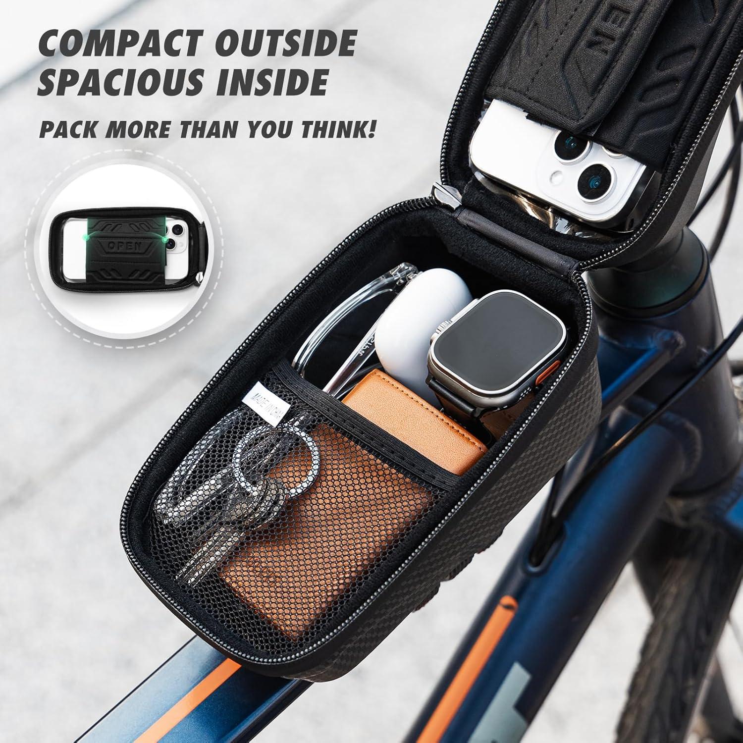 image:imageVULKIT Quick Release Bike Frame Bag Ultra Lightweight Waterproof Bicycle Top Tube Bag with Touch Screen Bike Phone Mount Cycling Accessories for Road and Mountain Bikes Bike Pouch for Adults