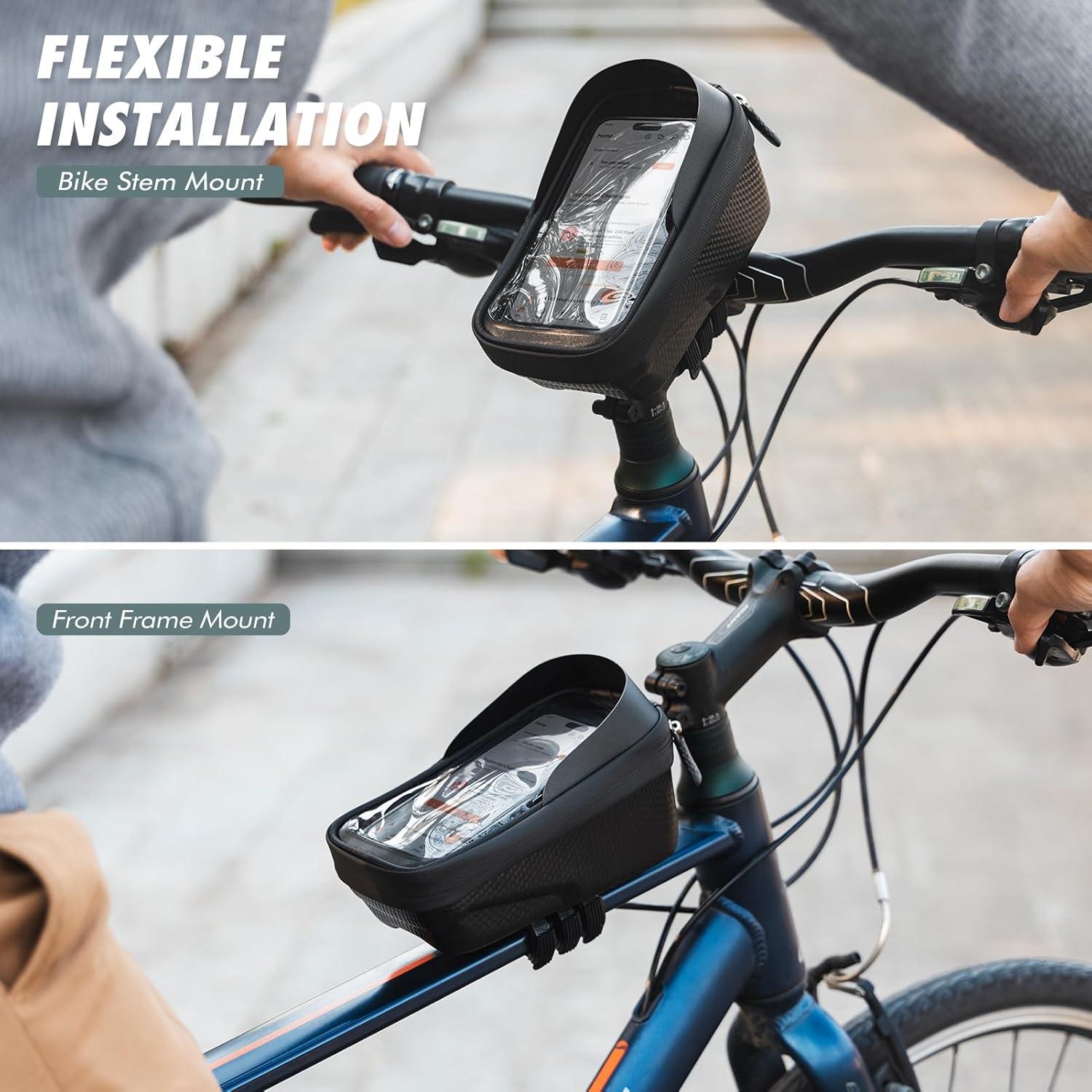 image:imageVULKIT Quick Release Bike Frame Bag Ultra Lightweight Waterproof Bicycle Top Tube Bag with Touch Screen Bike Phone Mount Cycling Accessories for Road and Mountain Bikes Bike Pouch for Adults