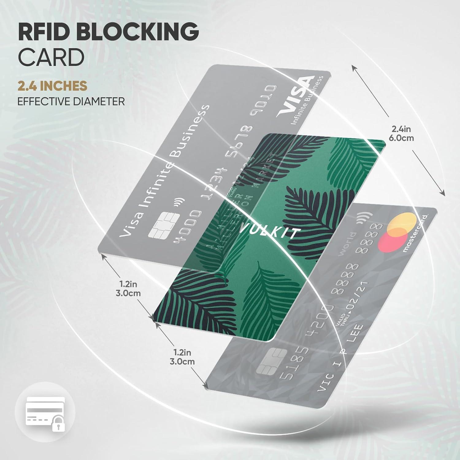 image:imageVULKIT RFID Blocking Cards Slim RFID Card Blocker amp NFC Contactless Card Protector for Your Wallet and Passport for Travel Outdoor 2 LeafLeaf