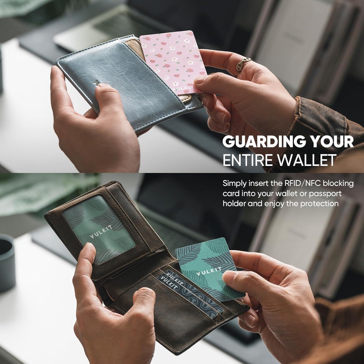 image:imageVULKIT RFID Blocking Cards Slim RFID Card Blocker amp NFC Contactless Card Protector for Your Wallet and Passport for Travel Outdoor 2 LeafLeaf