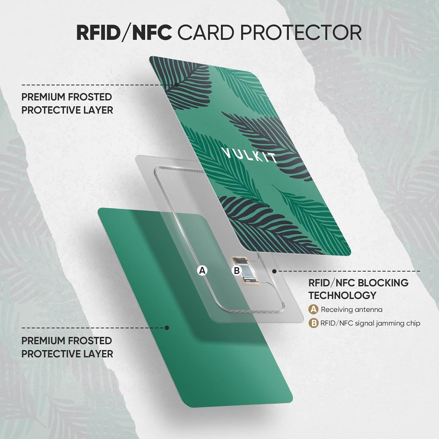 image:imageVULKIT RFID Blocking Cards Slim RFID Card Blocker amp NFC Contactless Card Protector for Your Wallet and Passport for Travel Outdoor 2 LeafLeaf