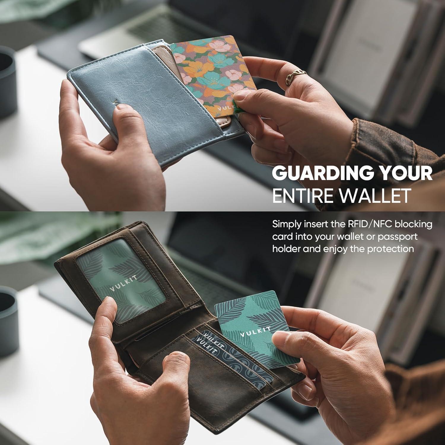 image:imageVULKIT RFID Blocking Cards Slim RFID Card Blocker amp NFC Contactless Card Protector for Your Wallet and Passport for Travel Outdoor 2 Leafcombo